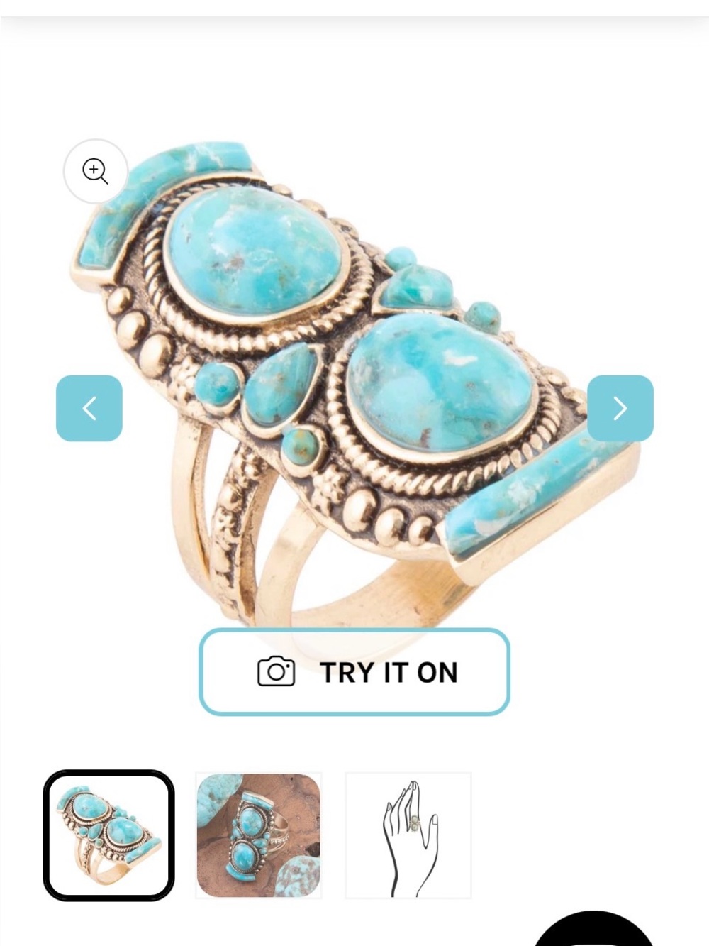 New Barse Bronze & Turquoise Blue Double Oval Statement Ring -Size 8 - Picture 6 of 7